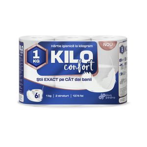 Hartie igienica 6 role, 2 straturi Kilo Confort