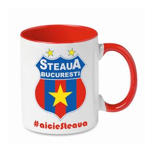 Cana din ceramica Steaua Bucuresti, 300 ml, rosu