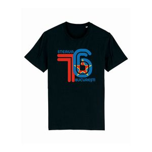 Tricou unisex Steaua Bucuresti, bumbac, negru, diverse marimi