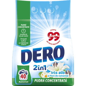 Detergent automat Dero 2in1 Iris Alb, 40 spalari, 3 kg