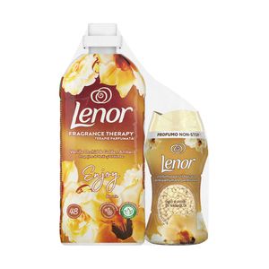 Pachet promo: Balsam Gold Orchid Lenor, 48 spalari, 1.2 l + Perle parfumate Gold Vanila Lenor, 140 g