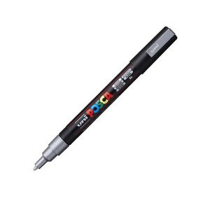 Marker UNI Posca PC-3M, varf 0.9 - 1.3 mm, argintiu