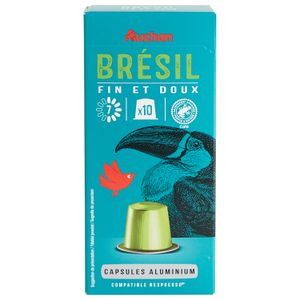 Capsule cafea Auchan Brazil, compatibile Nespresso, 10 capsule