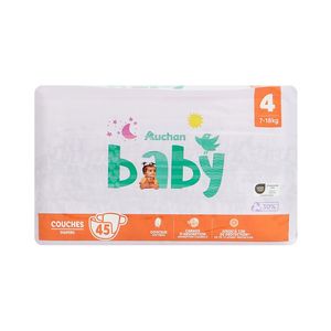 Scutece Auchan Baby, marimea 4, 7 - 18 kg, 45 bucati