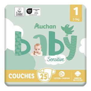 Scutece Auchan Baby Sensitive, marimea 1, 2 - 5 kg, 25 bucati