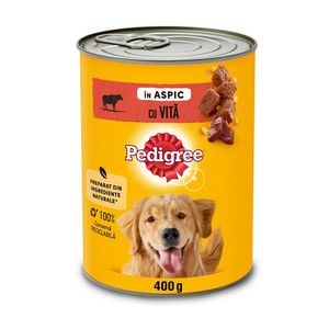 Hrana umeda la conserva pentru caini adulti Pedigree, cu vita in aspic, 400 g