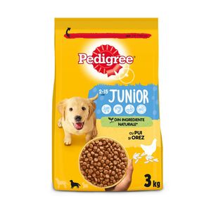 Hrana uscata pentru caini juniori Pedigree, cu pui si orez, 3 kg