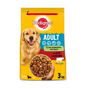 Hrana uscata pentru caini adulti Pedigree, cu vita si legume, 3 kg