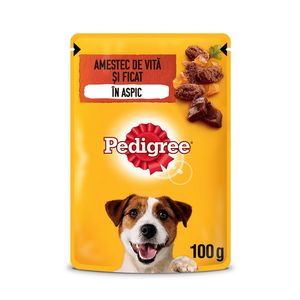 Hrana umeda pentru caini adulti Pedigree, cu vita in aspic, 100 g