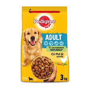 Hrana uscata pentru caini adulti Pedigree, cu pui si legume, 3 kg