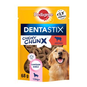 Recompense pentru caini de talie mare Pedigree Dentastix Chewy Chunx, cu aroma de vita, 68 g