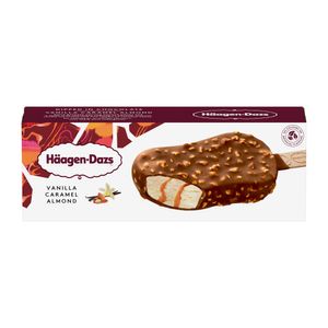 Inghetata de vanilie cu sos de caramel, ciocolata belgiana si migdale prajite, 90g