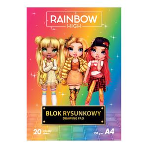 Bloc desen A4, 20 file, model Rainbow