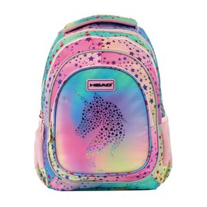 Ghiozdan Head Unicorn, 3 compartimente, benzi reflectorizante, multicolor