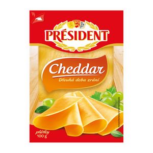 Branza Cheddar felii President, 100 g