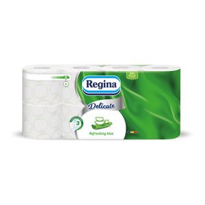 Hartie igienica Regina Delicate Aloe, 8 role, 3 straturi, 150 foi