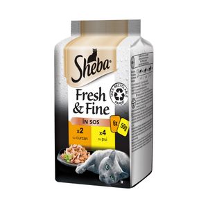 Hrana umeda pentru pisici adulte Sheba Fresh & Fine, pui si curcan, 6 x 50 g