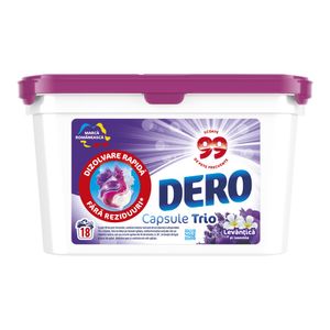 Detergent capsule Dero Trio cu levantica si iasomie, 18 spalari
