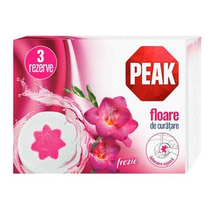 Rezerve odorizant solid pentru toaleta Peak cu parfum de frezie, 3 x 45 g