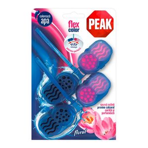 Odorizant solid pentru toaleta Peak Flex Color cu parfum floral, 2 x 48 g