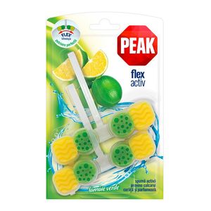 Odorizant solid pentru toaleta Peak Flex Activ cu parfum de lamaie verde, 2 x 48 g