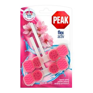 Odorizant solid pentru toaleta Peak Flex Activ cu parfum de flori de cires, 2 x 48 g