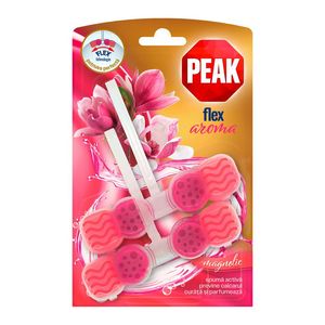 Odorizant solid pentru toaleta Peak Flex Aroma cu parfum de magnolie, 2 x 48 g