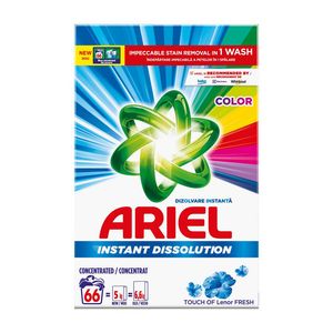 Detergent pudra automat Ariel Touch of Lenor Fresh Color, 4.95 kg, 66 spalari