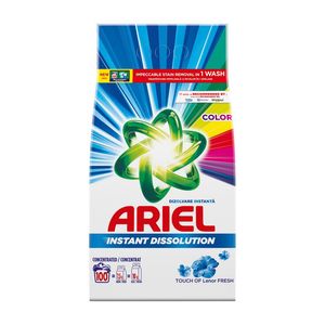 Detergent pudra automat Ariel Touch of Lenor Fresh Color, 7.5 kg, 100 spalari