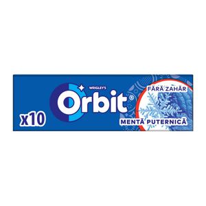 Guma de mestecat cu arome de menta si mentol Orbit Winterfrost, 10 bucati, 14 g