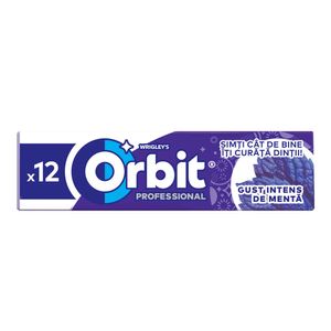 Guma de mestecat cu arome de menta si mentol Orbit Professional Strong Mint, 12 bucati, 16.8 g