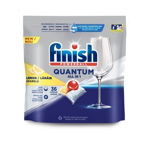 Detergent vase Finish Quantum 36 de tablete, cu aroma de lamaie, pentru masina de spalat vase