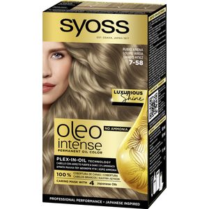 Vopsea de par permanenta fara amoniac Syoss Color Oleo Intense, 7-58 Blond Bej Rece, 115 ml