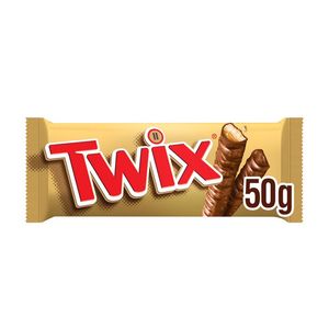 Baton cu biscuite si caramel invelit in ciocolata cu lapte Twix, 2 x 25 g