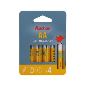 Baterii alcaline AA LR06 Auchan, 4 bucati