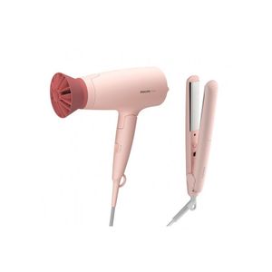 Set de coafat Philips BHP398/00, 1600 W, accesoriu Thermo Protect, 3 trepte de viteza/temperatura, roz