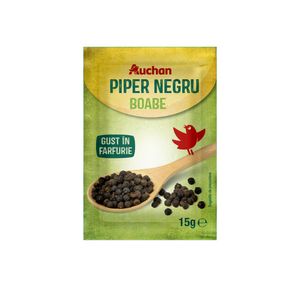 Piper negru boabe Auchan 15 g