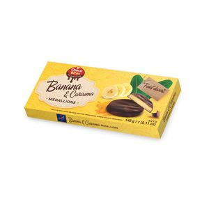 Bomboane ciocolata Dragulj Choco Bites cu banane si curcuma, 145 g