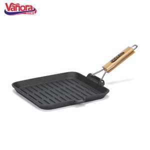 Tigaie grill din fonta, maner detasabil, 23 x 23 cm