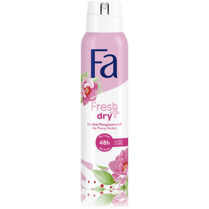 Deodorant spray anti-perspirant Fa Fresh & Dry cu parfum de bujori, 150 ml