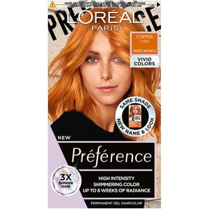 Vopsea de par permanenta cu amoniac L'Oreal Paris Preference Vivid Colours 7.432 Copper, 204 ml