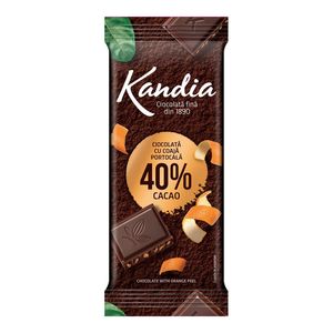 Tableta ciocolata amaruie cu portocale Kandia, 80 g