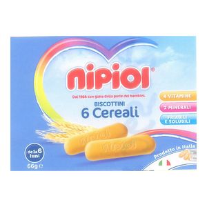 Biscuiti bebelusi Nipiol 6 cereale + 4 luni, 66 g