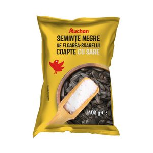 Seminte negre de floarea-soarelui Auchan, coapte si sarate, 100 g