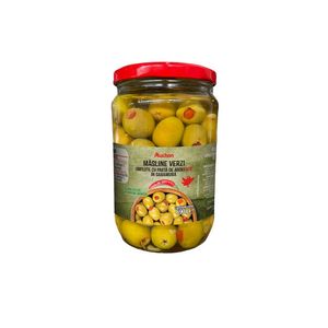 Masline verzi in saramura Auchan cu pasta de ardei iute, 690 g