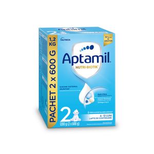 Formula de lapte Aptamil Nutri-Biotik 2, 6-12 luni, 2 x 600g