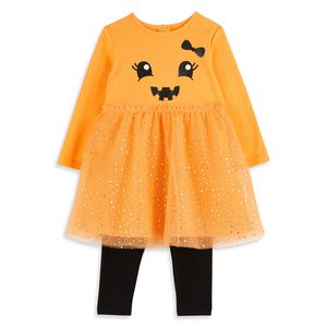 Compleu pentru fete InExtenso, model Halloween, portocaliu, marimea 62 CM