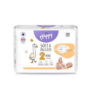 Scutece Happy Soft&Delicate Mini, marimea 2, 3 - 6 kg, 38 bucati