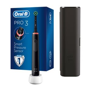 Periuta de dinti electrica Oral-B Pro 3 3500 Cross Action, Curatare 3D, 3 programe, trusa de calatorie, negru