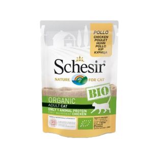 Hrana umeda pentru pisici adulte Schesir Bio cu pui, 85 g